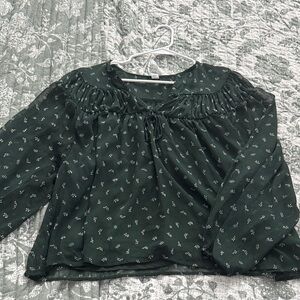 Old Navy Dark Green Floral Blouse